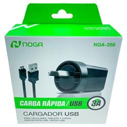 CARGADOR PARED NGA-358 5V 3A + CABLE MICRO USB NOGA